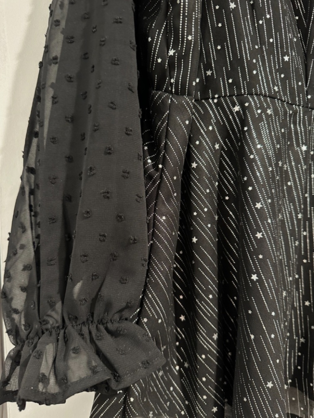 BloomChic Plus Size 22-24 Woman Sheer Long Sleeve Black Sparkle Square Neck Top - Picture 3 of 7